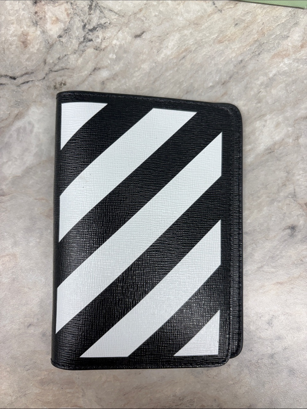 Black & White Diagonal Stripe Passport Wallet